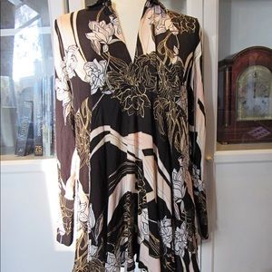 Free People NWT Black Pink & White button up tunic